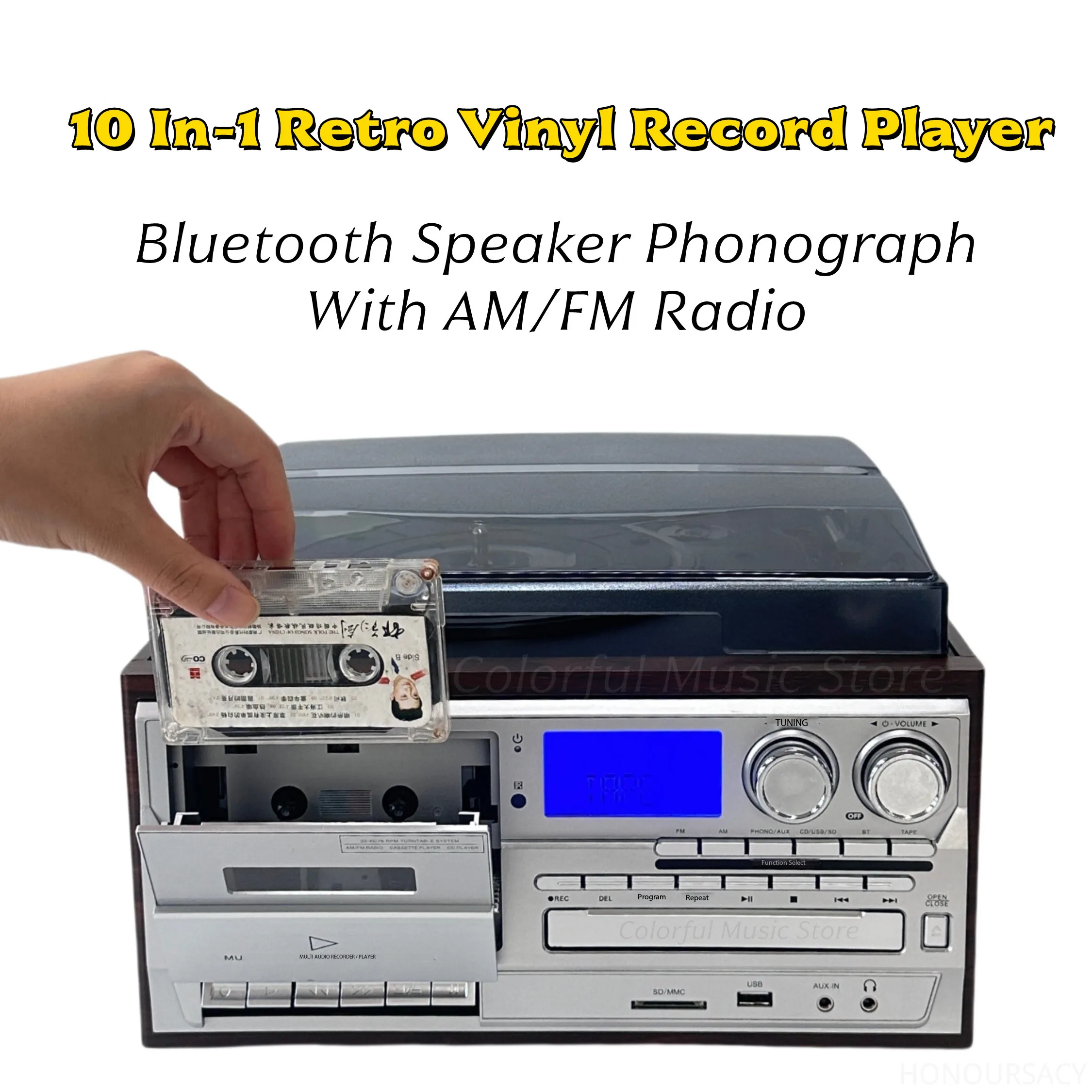 Bluetooth Speaker Phonograph With AM/FM Radios Turntable Player 10 In-1 Retro Vinyl Record Player CD/Cassette Classic Gramophone
Bluetooth Speaker Phonograph With AM/FM Radios Turntable Player 10 In-1 Retro Vinyl Record Player CD/Cassette Classic Gramophone