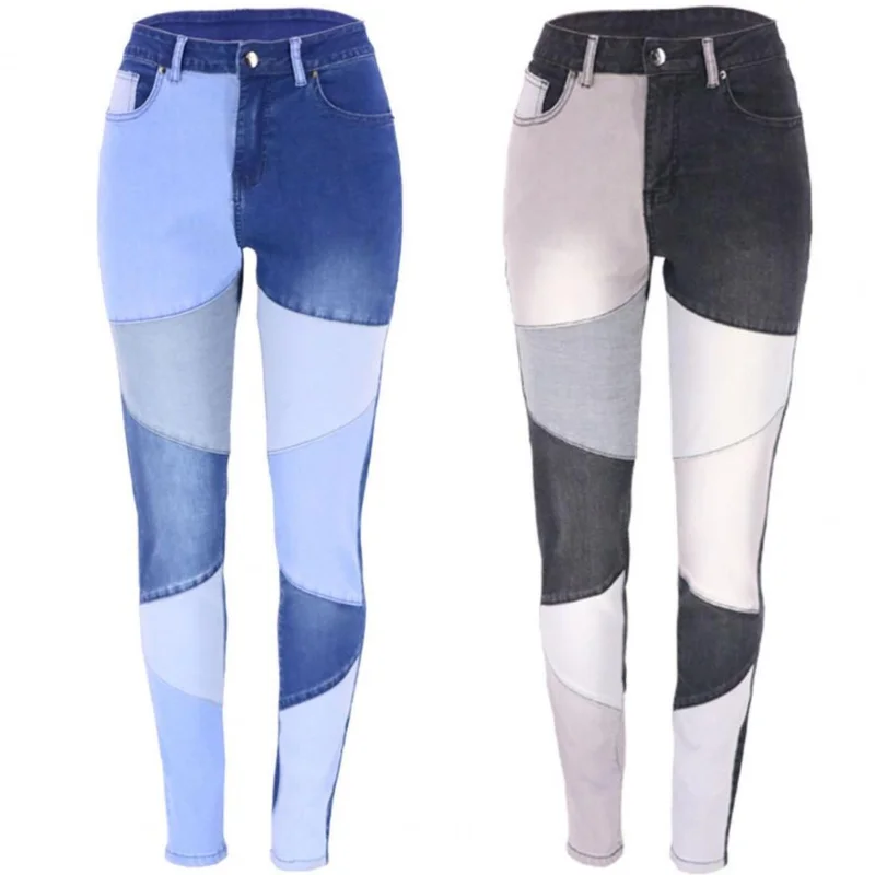 Fashion Women Splicing Jeans Slim Casual Tight High Waist Denim Trousers for Female Vintage Patchwork Skinny Pants Streetwear
Fashion Women Splicing Jeans Slim Casual Tight High Waist Denim Trousers for Female Vintage Patchwork Skinny Pants Streetwear