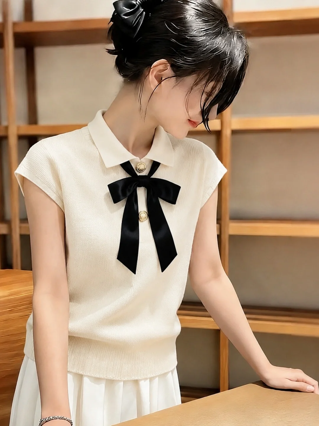 Sweet Style Ice Silk Knitted Neck Ribbon Knot Soft Top Korean Version Commute Straight Cut Short Sleeve Pure C...
Sweet Style Ice Silk Knitted Neck Ribbon Knot Soft Top Korean Version Commute Straight Cut Short Sleeve Pure C...