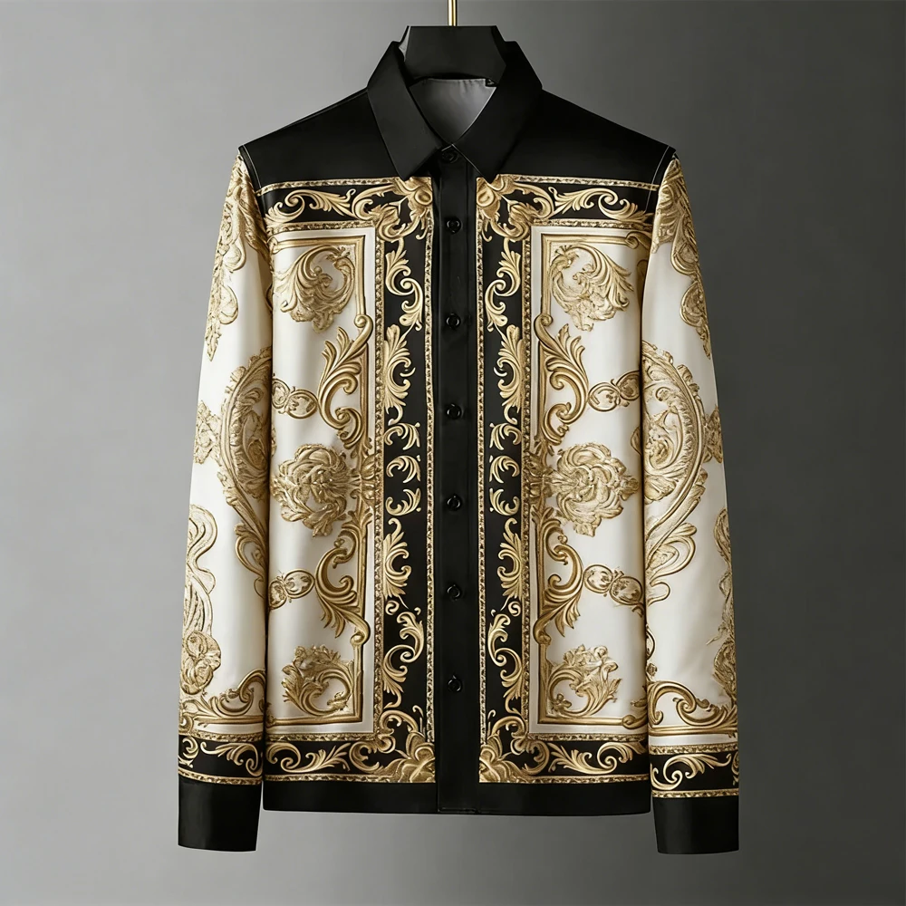 Men's summer new breathable soft long-sleeved shirt gold pattern natural 3D printed shirt men's formal casual business men's top
Men's summer new breathable soft long-sleeved shirt gold pattern natural 3D printed shirt men's formal casual business men's top