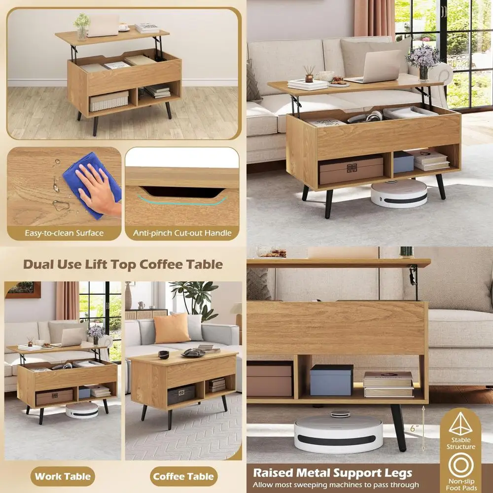 Современный откидной журнальный столик со скрытым хранилищем и 2 полками для гостиной, приема и офисных помещений (натуральное дерево)
Современный откидной журнальный столик со скрытым хранилищем и 2 полками для гостиной, приема и офисных помещений (натуральное дерево)