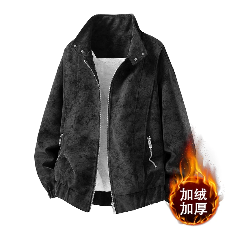 Модная бархатная мужская куртка из искусственной кожи, подходящая для осени и зимы, теплая мотоциклетная куртка с воротником-стойкой, высококачественная куртка
Модная бархатная мужская куртка из искусственной кожи, подходящая для осени и зимы, теплая мотоциклетная куртка с воротником-стойкой, высококачественная куртка
