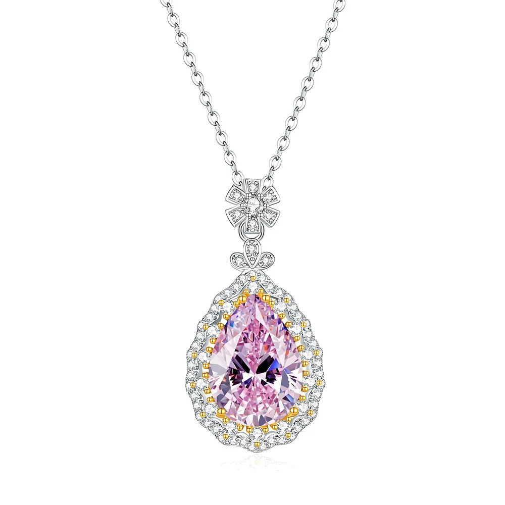 New candy powder pendant women's 925 silver 10x14 water drop necklace European and American banquet haute couture jewelry
New candy powder pendant women's 925 silver 10x14 water drop necklace European and American banquet haute couture jewelry