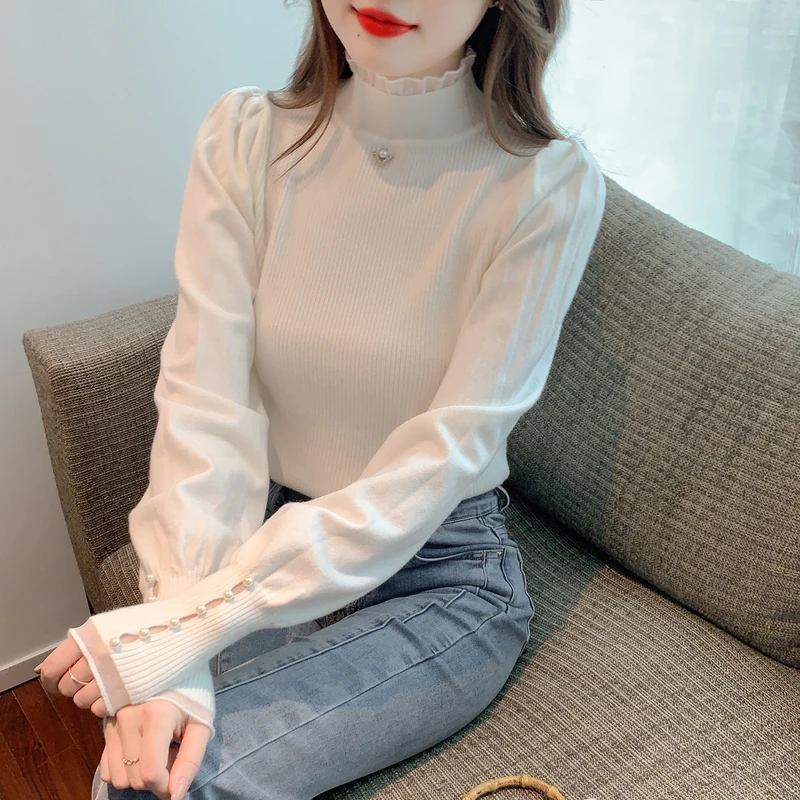2023 Autumn/Winter New Lantern Sleeves Long Sleeves Slim Fit Knitwear Bottom Shirt Middle Neck Bottom Shirt Sweater for Women
2023 Autumn/Winter New Lantern Sleeves Long Sleeves Slim Fit Knitwear Bottom Shirt Middle Neck Bottom Shirt Sweater for Women