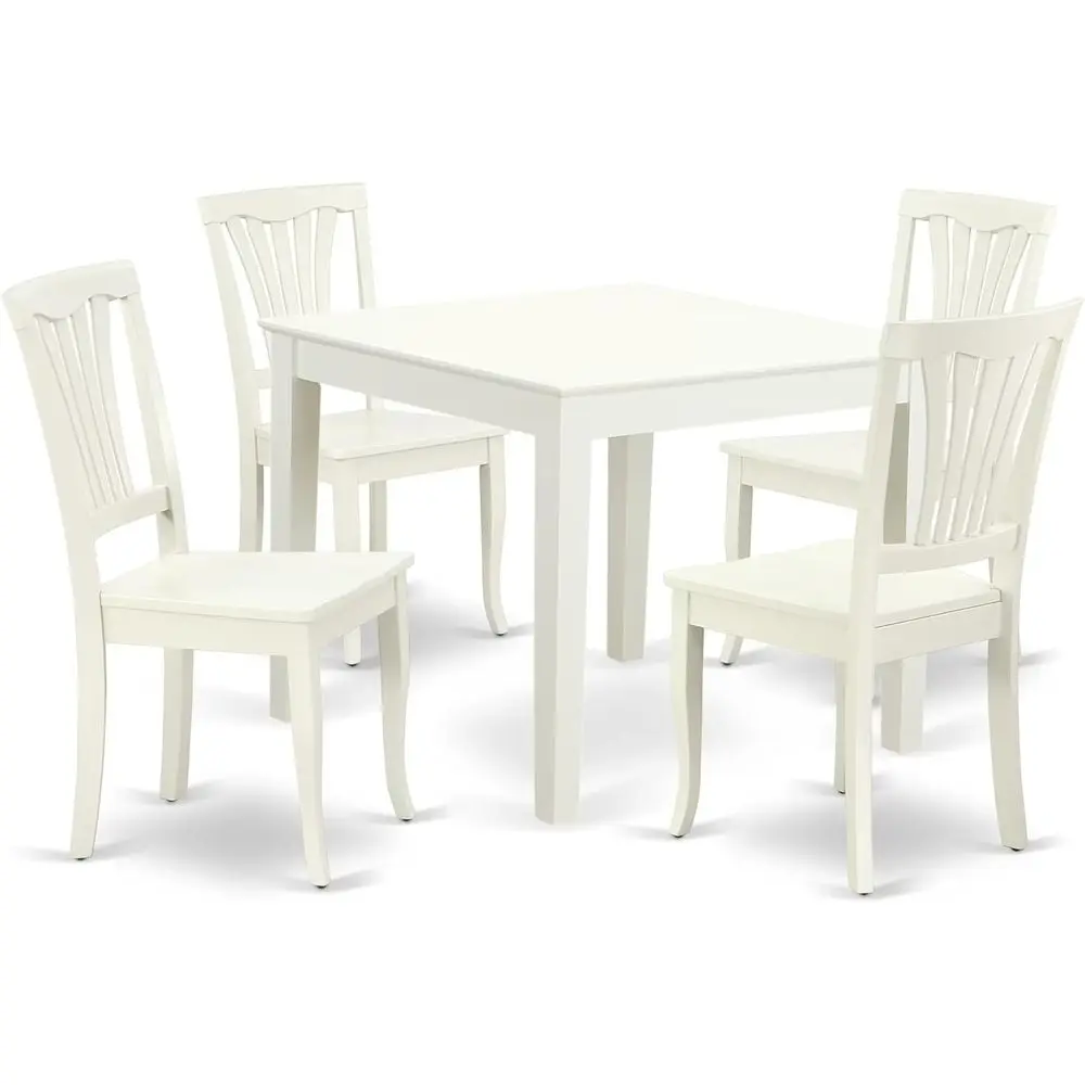 5-Piece Square Dining Set with 4 Chairs, 36x36 Inches, Linen White
5-Piece Square Dining Set with 4 Chairs, 36x36 Inches, Linen White