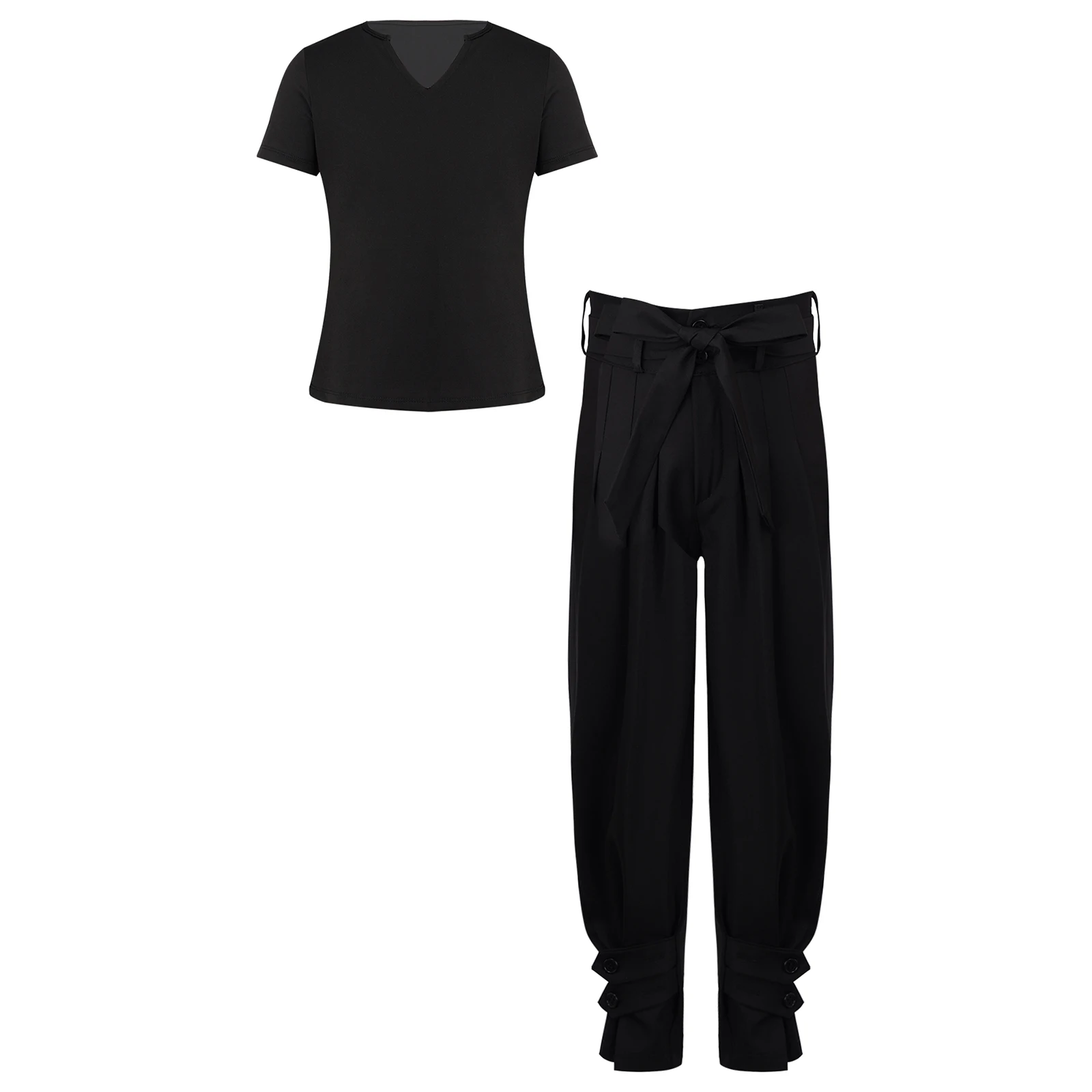 Kids Latin Dance Practice Set Boys V Neck Short Sleeve T Shirt Button Bottom Trousers for Salsa Tango Rumba Stage Performance
Kids Latin Dance Practice Set Boys V Neck Short Sleeve T Shirt Button Bottom Trousers for Salsa Tango Rumba Stage Performance