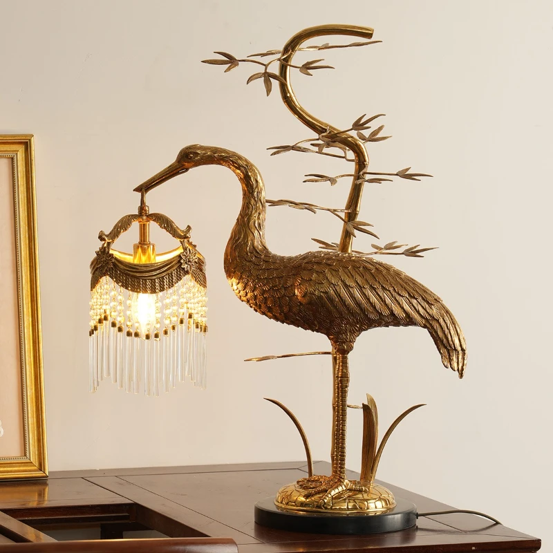 French lamps retro luxury ornament all copper table lamp European villa classical living room bedroom crane bedside table lamp
French lamps retro luxury ornament all copper table lamp European villa classical living room bedroom crane bedside table lamp