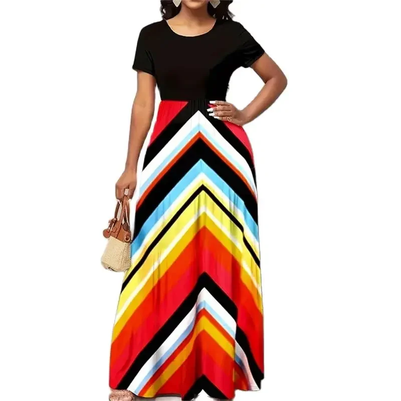 Fashion Geometric Print Hem Women Dresses Elegant Office Commuter Casual High Waist Gown Female Summer Short Sleeve O Neck Dress
Fashion Geometric Print Hem Women Dresses Elegant Office Commuter Casual High Waist Gown Female Summer Short Sleeve O Neck Dress