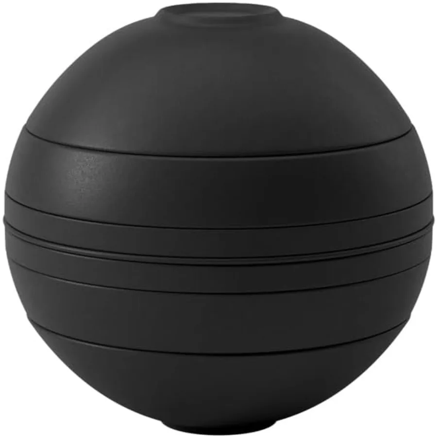 Iconic Collection La Boule Набор столовой посуды из 7 предметов для 2 фарфоров премиум-класса, сделано в Германии, можно мыть в посудомоечной машине, 9,5 x 9 дюймов, черный цвет