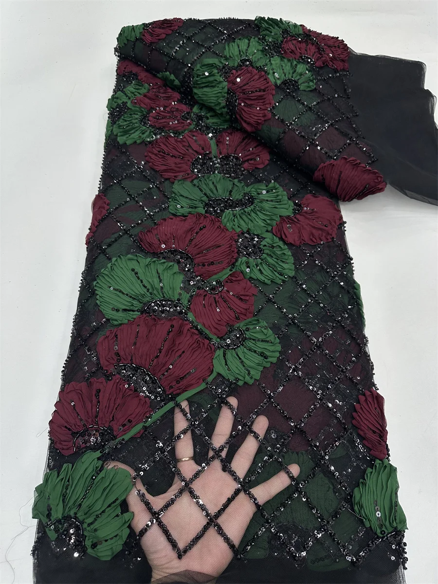 High-quality African Nigerian Elegant 3D Embroidered Fabric French Tulle Lace Fabric With Sequin For Party Wedding
High-quality African Nigerian Elegant 3D Embroidered Fabric French Tulle Lace Fabric With Sequin For Party Wedding