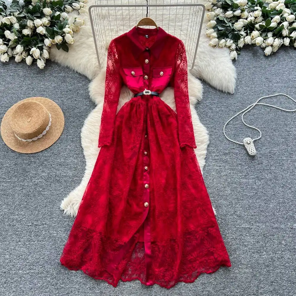 vintage Elegant long sleeve Single Breasted Dress Chic Vestidos Women Fashion Retro ceremony dresses
vintage Elegant long sleeve Single Breasted Dress Chic Vestidos Women Fashion Retro ceremony dresses
