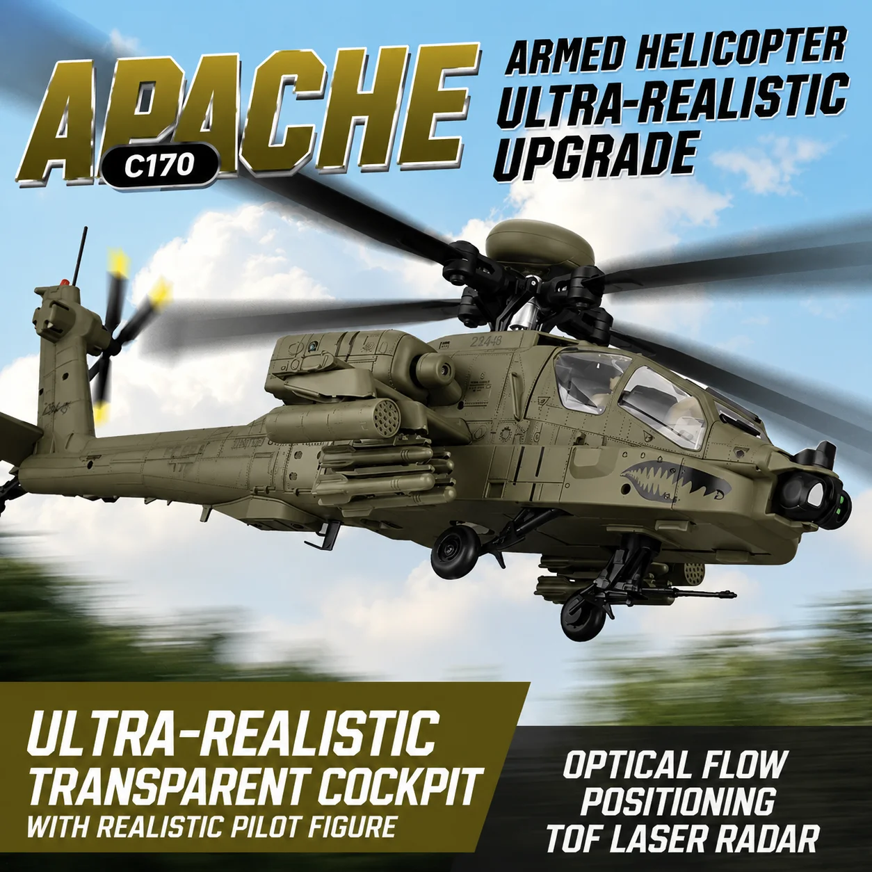 RC ERA C170 1:48 Brushless RC Helicopter Realistic Cockpit Pilot Figure Optical Flow Hover TOF Positioning One Key Takeoff RTF
RC ERA C170 1:48 Brushless RC Helicopter Realistic Cockpit Pilot Figure Optical Flow Hover TOF Positioning One Key Takeoff RTF