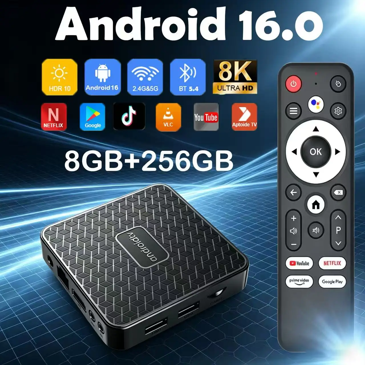 Smart Android 16 TV Box 8GB+128GB Rockchip RK3518 T8S Google Assistant 8K Video Bluetooth6.0 Media Player Very Fast Set Top Box
Smart Android 16 TV Box 8GB+128GB Rockchip RK3518 T8S Google Assistant 8K Video Bluetooth6.0 Media Player Very Fast Set Top Box
