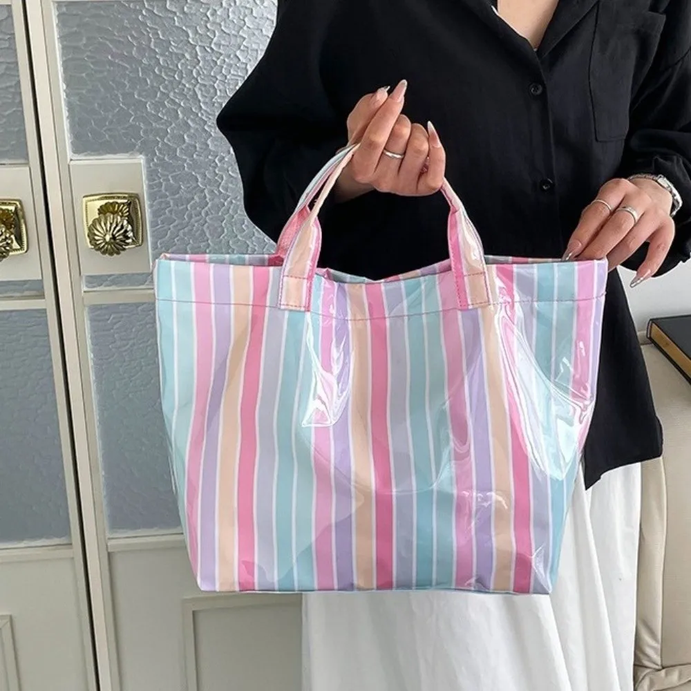 Simple Waterproof PVC Striped Tote Bag Large Capacity Stripe Transparent Jelly Bag Shoulder Bag Tote Pouch Armpit Bags Swimming
Simple Waterproof PVC Striped Tote Bag Large Capacity Stripe Transparent Jelly Bag Shoulder Bag Tote Pouch Armpit Bags Swimming