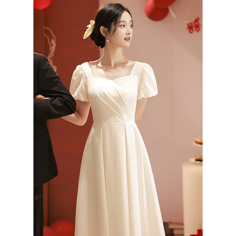 White Evening Dress Daily Style Spring Registration Slim Toast Clothing Female French Engagement
White Evening Dress Daily Style Spring Registration Slim Toast Clothing Female French Engagement
