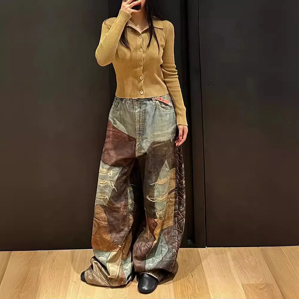 Vintage stitching to do old jeans for women 24 spring and summer new advanced sense of design thin wide-leg pants
Vintage stitching to do old jeans for women 24 spring and summer new advanced sense of design thin wide-leg pants