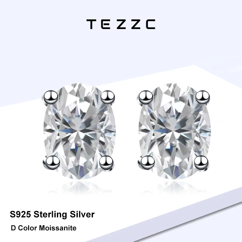 Tezzc 0.5-2ct D Color Oval Cut Moissanite Stud Earring S925 Sterling Silver 4 Prong Earrings for Women Fine Jewelry Dropshipping
Tezzc 0.5-2ct D Color Oval Cut Moissanite Stud Earring S925 Sterling Silver 4 Prong Earrings for Women Fine Jewelry Dropshipping