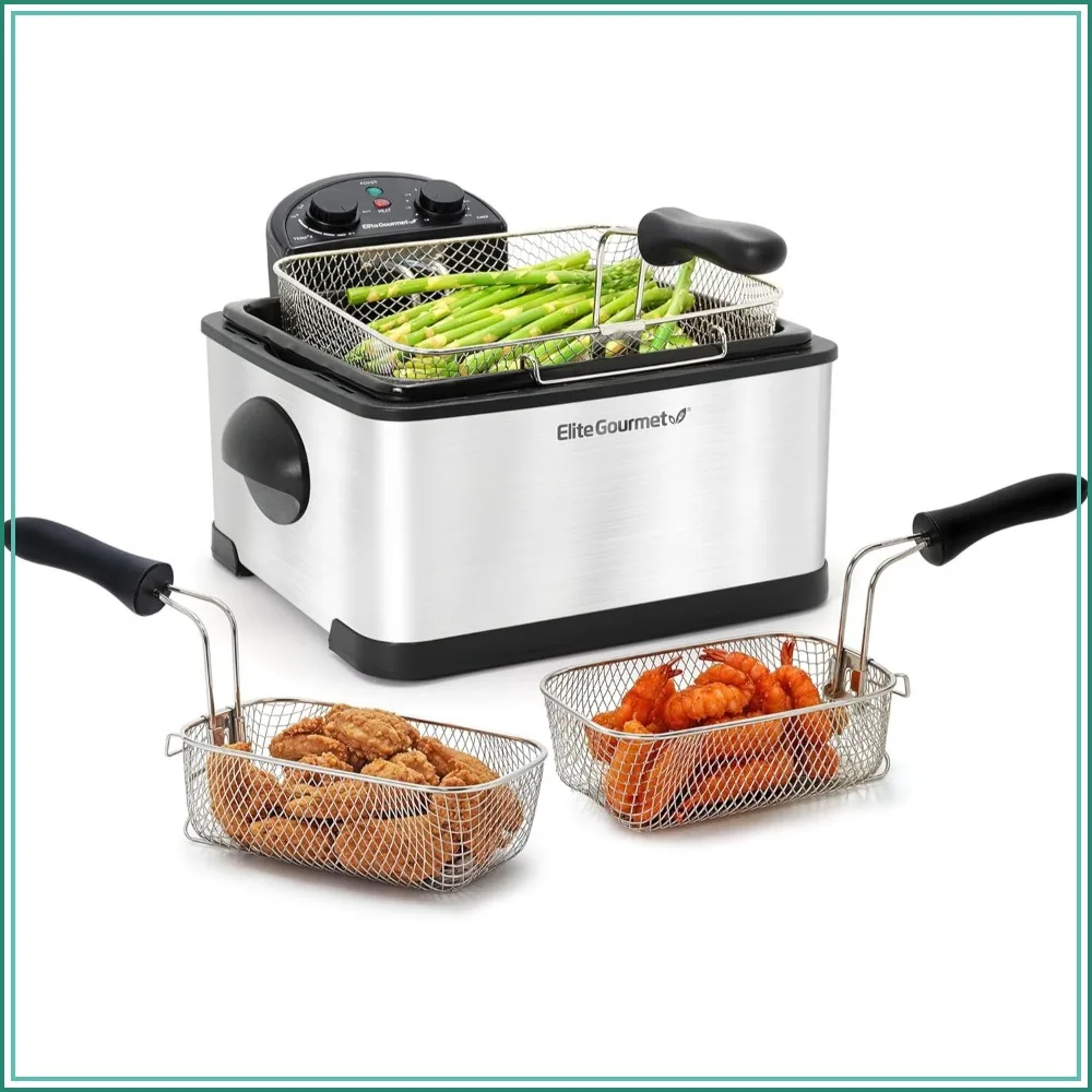 1700W Triple Basket Deep Fryer with Timer, Temperature Knobs & Odor Free Filter, 4.2L, 18-Cup
1700W Triple Basket Deep Fryer with Timer, Temperature Knobs & Odor Free Filter, 4.2L, 18-Cup