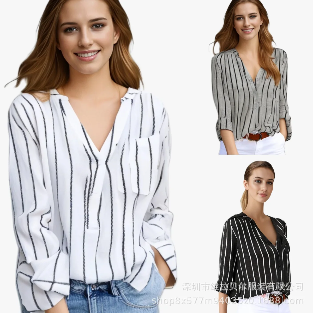 Spring Summer Women's Striped Button Down Shirt Casual Blouse Tops Loose Outfits
Spring Summer Women's Striped Button Down Shirt Casual Blouse Tops Loose Outfits