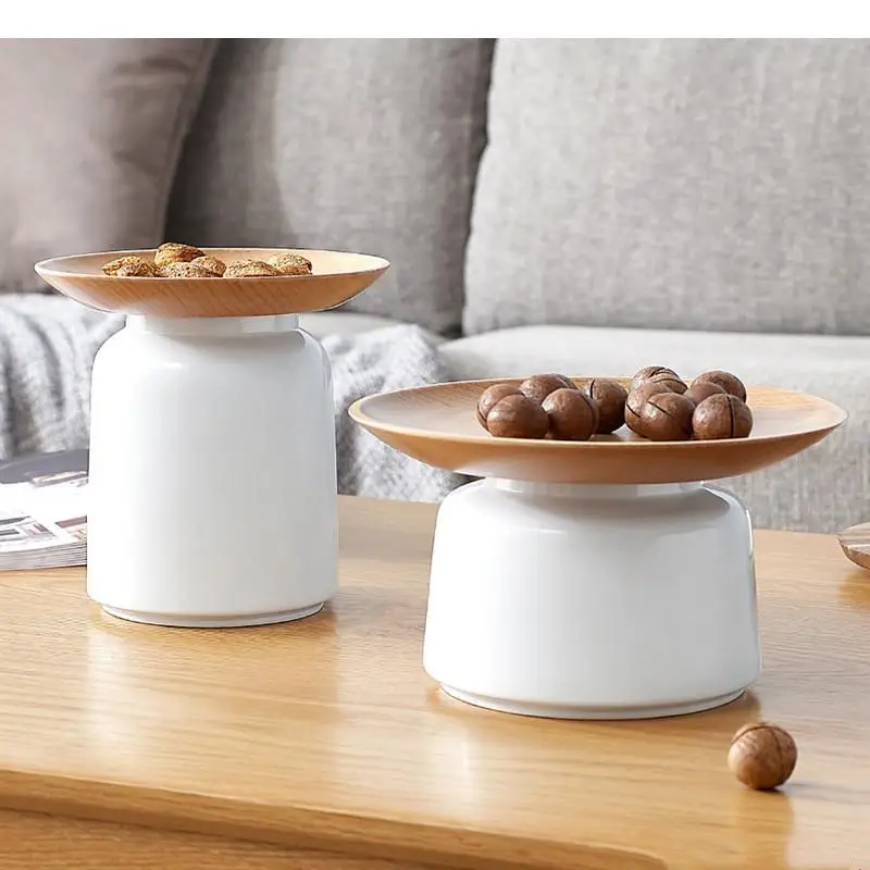White Ceramic Jar Round Shape Wood Dried Fruit Plate Multi-function Storage Tray Snack Decorative with Lid
White Ceramic Jar Round Shape Wood Dried Fruit Plate Multi-function Storage Tray Snack Decorative with Lid