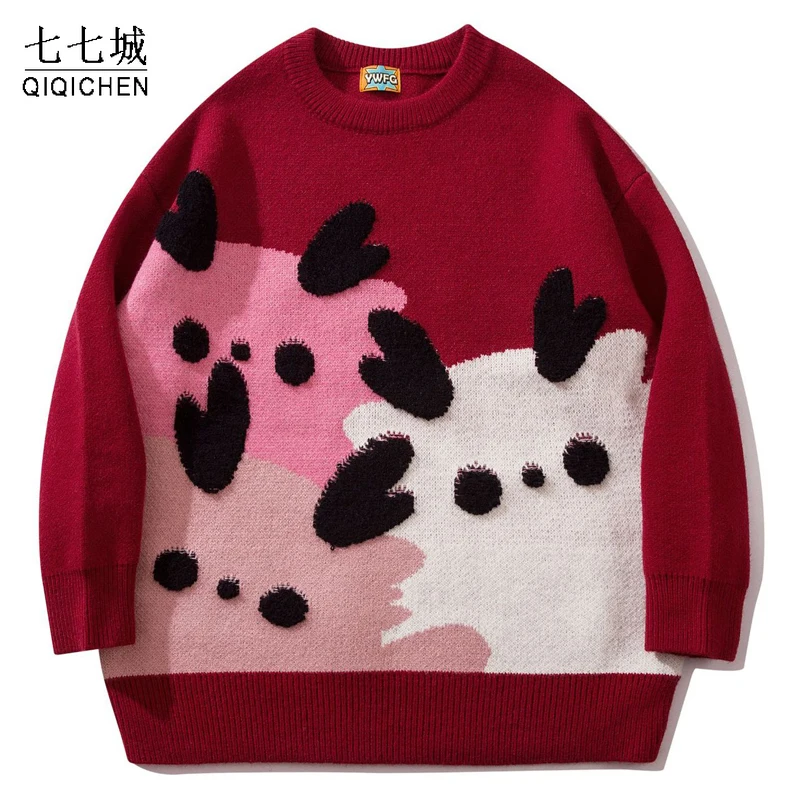 Harajuku Knitted Sweater Men Women Cartoon Deer Flocking Oversized Pullover Korean Style Casual Loose Jumpers Autumn Streetwear
Harajuku Knitted Sweater Men Women Cartoon Deer Flocking Oversized Pullover Korean Style Casual Loose Jumpers Autumn Streetwear