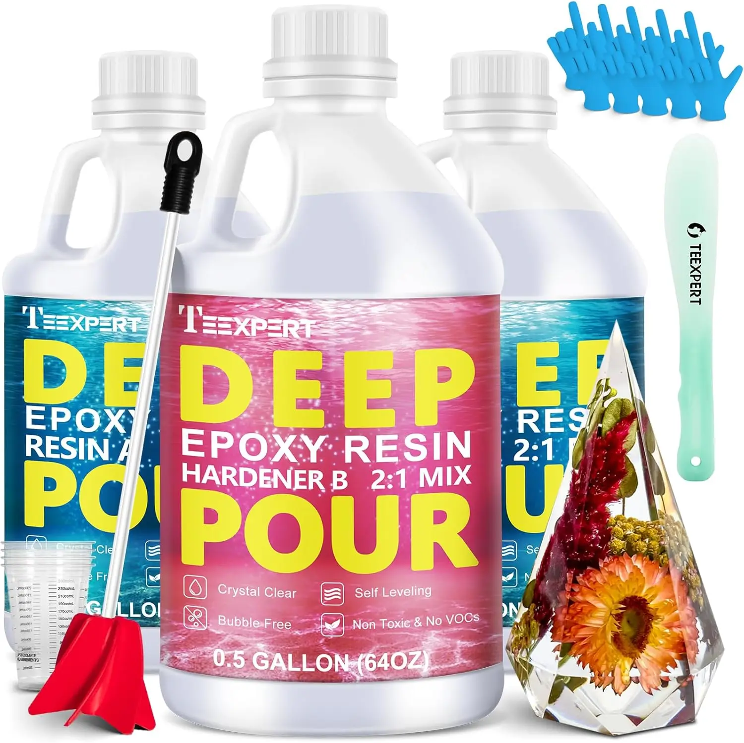 Deep Pour Epoxy Resin, 1.5 Gallon Epoxy Resin Kit for 2-4" Pour Depths, Crystal Clear & High Gloss, Bubble-Free Casting
Deep Pour Epoxy Resin, 1.5 Gallon Epoxy Resin Kit for 2-4" Pour Depths, Crystal Clear & High Gloss, Bubble-Free Casting