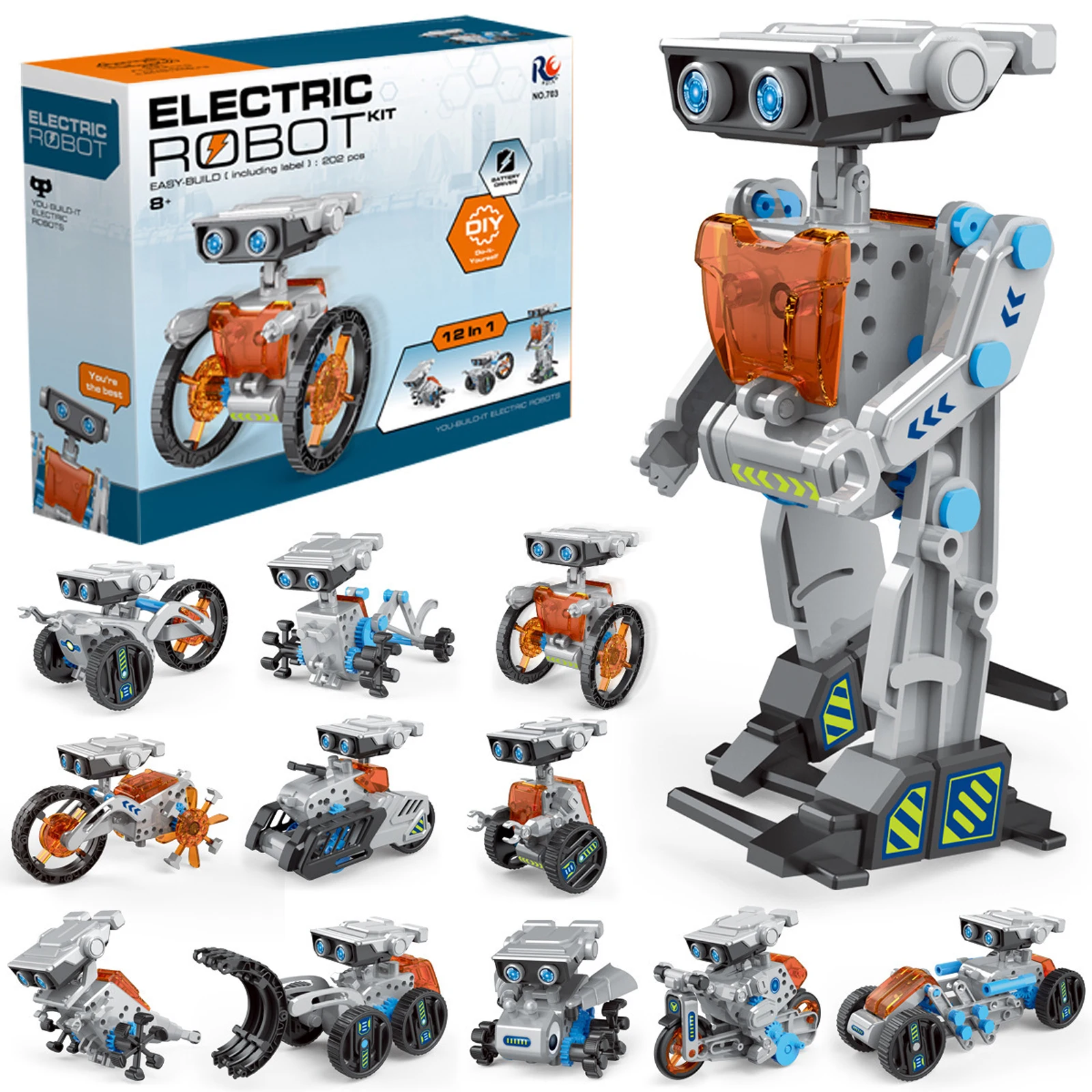 12-in-1 Smart Robot DIY Building Blocks Toy Car with Solar Power/Lithium Battery Mode
12-in-1 Smart Robot DIY Building Blocks Toy Car with Solar Power/Lithium Battery Mode