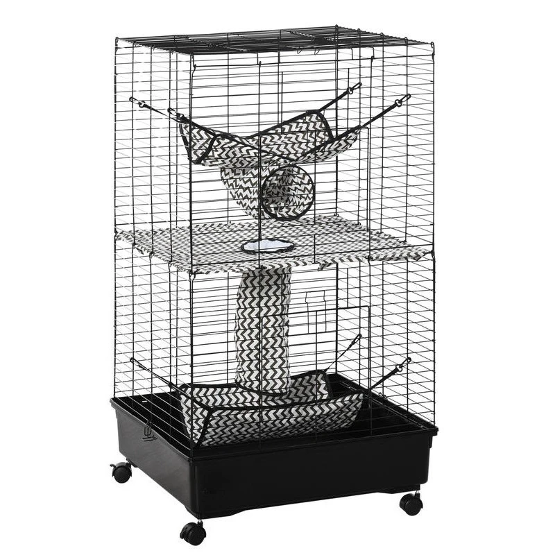 42" Ferret Cage, Small Animal Habitat Metal Pet Cage with Wheels Brakes, Hammocks, Hanging Tunnels, and 3 Doors, Black
42" Ferret Cage, Small Animal Habitat Metal Pet Cage with Wheels Brakes, Hammocks, Hanging Tunnels, and 3 Doors, Black