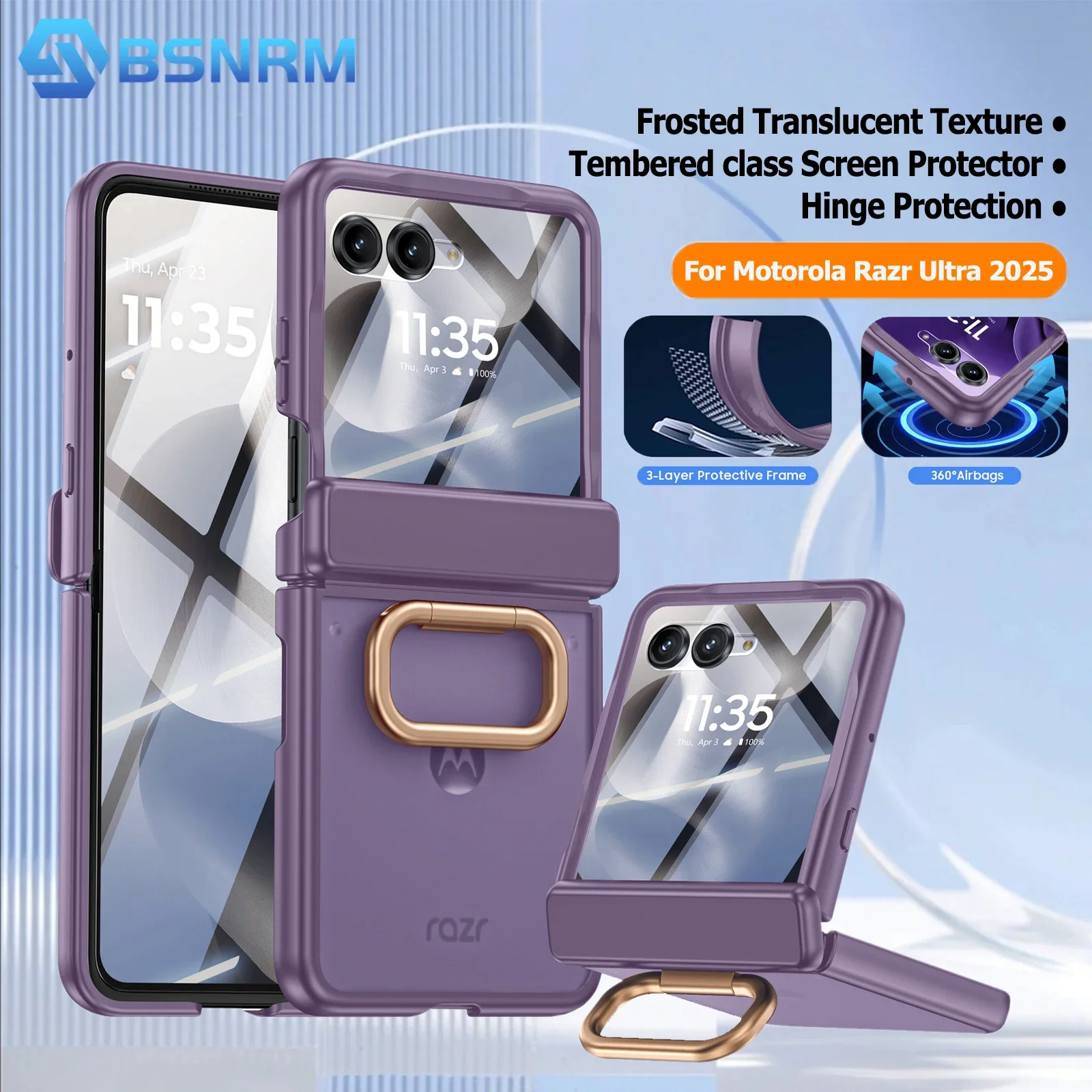 С кольцевым держателем, защитной пленкой для экрана и защитой шарнира, матовый противоударный чехол для телефона из ПК для Motorola Razr Ultra 2025, фиолетовый
С кольцевым держателем, защитной пленкой для экрана и защитой шарнира, матовый противоударный чехол для телефона из ПК для Motorola Razr Ultra 2025, фиолетовый