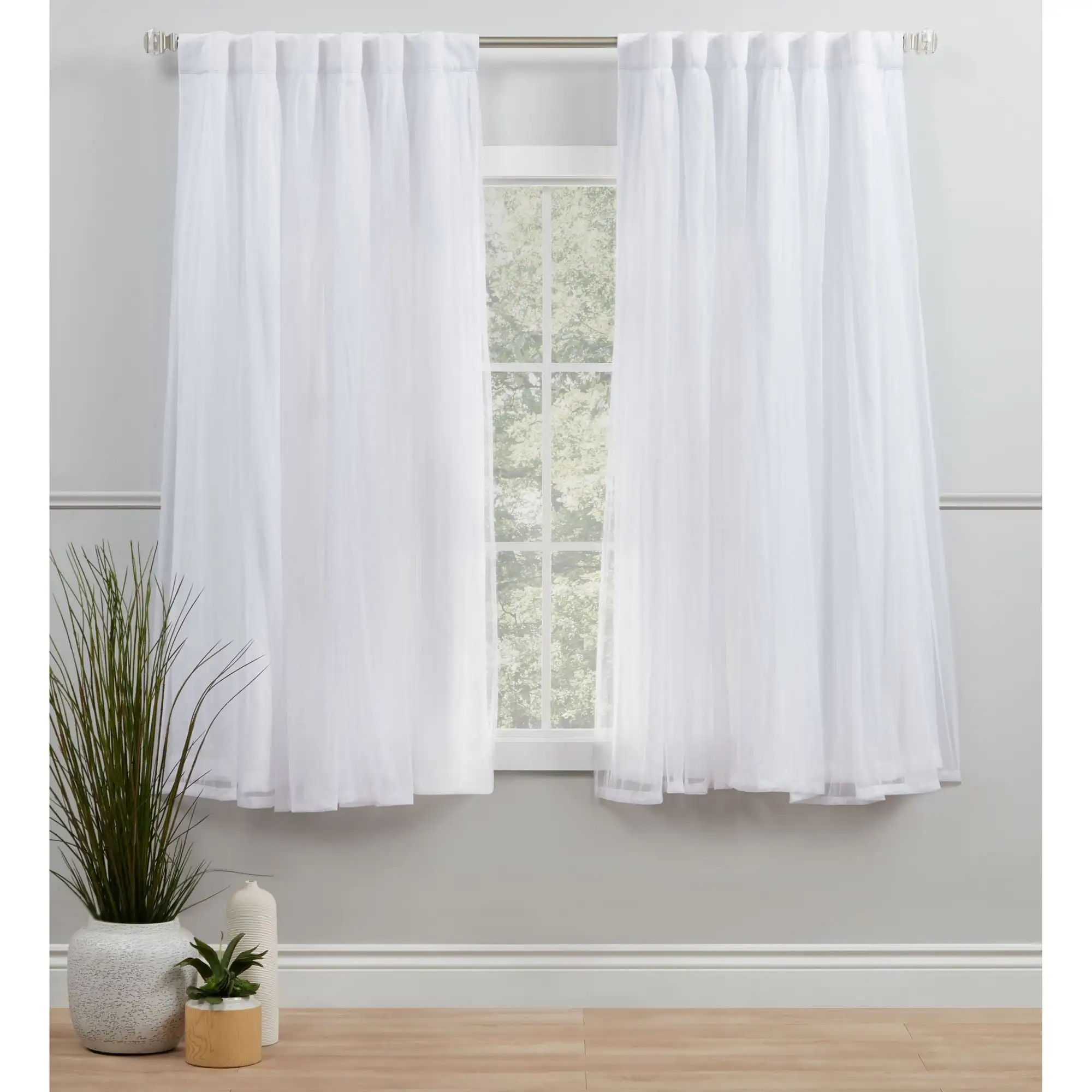 Catarina Layered Solid Room Darkening Blackout and Sheer Hidden Tab/Rod Pocket Top Curtain Panel Pair, 52X63, Winter, Set of 2
Catarina Layered Solid Room Darkening Blackout and Sheer Hidden Tab/Rod Pocket Top Curtain Panel Pair, 52X63, Winter, Set of 2