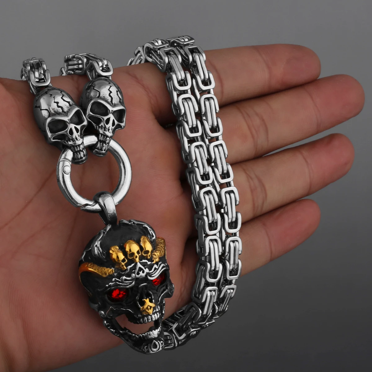 Мужская властная толстая цепочка из нержавеющей стали, ожерелье с инкрустацией цирконом, кулон с черепом, модное ожерелье в стиле панк, хип-хоп, вечерние украшения
Мужская властная толстая цепочка из нержавеющей стали, ожерелье с инкрустацией цирконом, кулон с черепом, модное ожерелье в стиле панк, хип-хоп, вечерние украшения