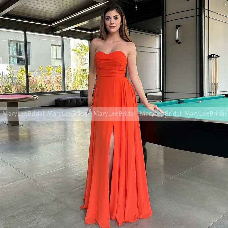 Sweetheart A-line Bridesmaid Dresses Cutomized Chiffon High Slit Watermelon Wedding Guest Party Dress Bride Maid of Honor Gowns
Sweetheart A-line Bridesmaid Dresses Cutomized Chiffon High Slit Watermelon Wedding Guest Party Dress Bride Maid of Honor Gowns
