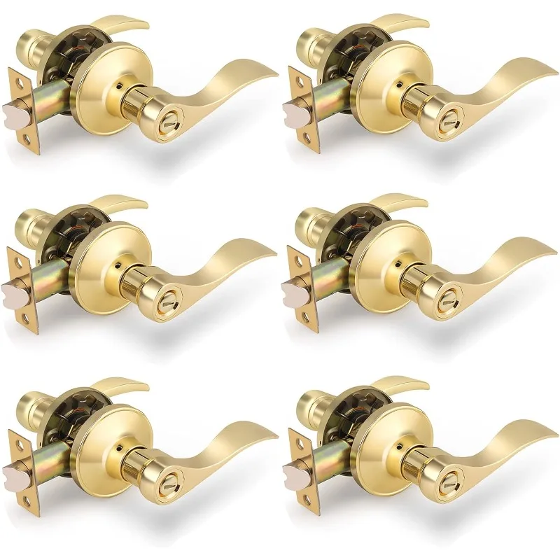 Drop-Style Bedroom Bathroom Door Locksets Privacy Levers in Polished Brass,Interior Door Locks,6Pack
Drop-Style Bedroom Bathroom Door Locksets Privacy Levers in Polished Brass,Interior Door Locks,6Pack