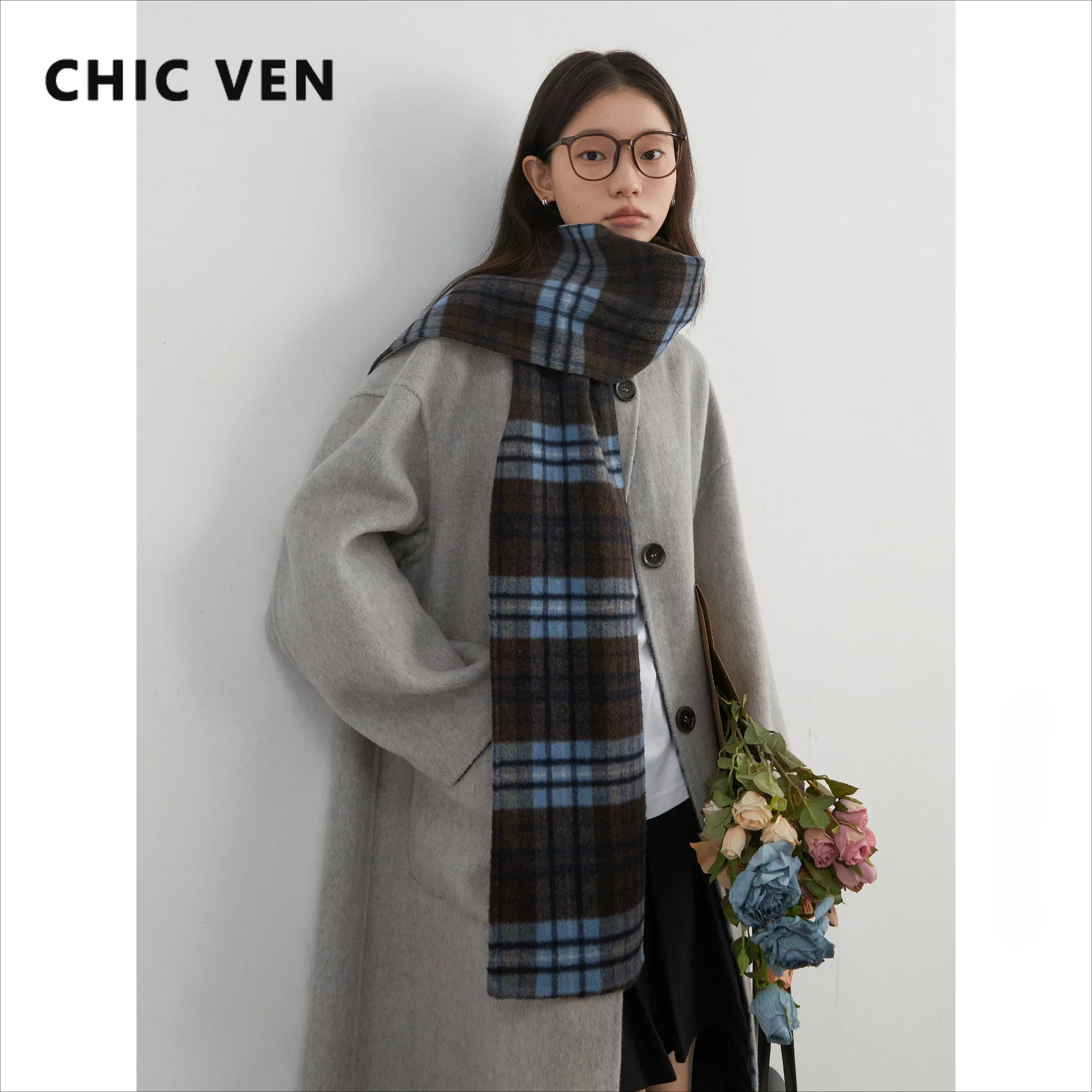 CHIC VEN Women Woolen Long Coat Loose New Double-sided Overcoat with Scarf Ladies Plaid Topcoat Autumn Winter 2024 Clothing
CHIC VEN Women Woolen Long Coat Loose New Double-sided Overcoat with Scarf Ladies Plaid Topcoat Autumn Winter 2024 Clothing