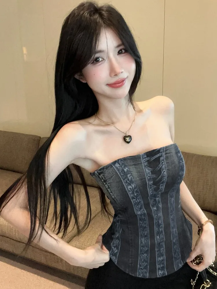 Retro Denim Fishbone Bralette Slimming Sexy Girl Tube Top Korean Style Commute Fashion Pure Color Large Size Inner Wear
Retro Denim Fishbone Bralette Slimming Sexy Girl Tube Top Korean Style Commute Fashion Pure Color Large Size Inner Wear