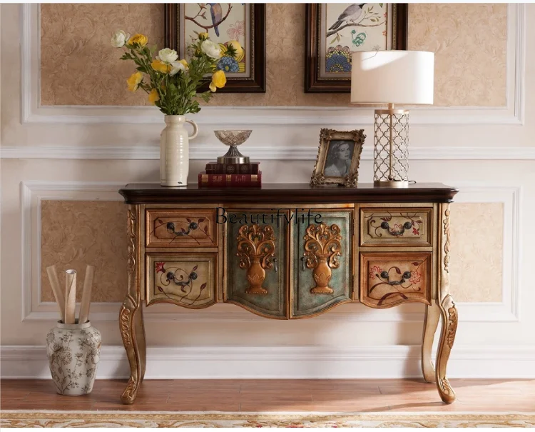 American Retro Console Tables Living Room Wall Solid Wood Curio Cabinet
American Retro Console Tables Living Room Wall Solid Wood Curio Cabinet