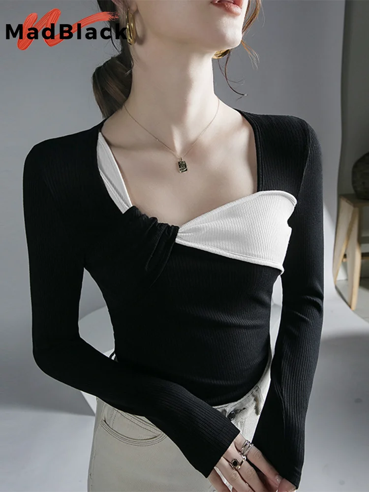 MadBlack European Clothes Tshirt Women Sexy Color-block Slim Knit Tops Full Sleeve Tight Tees Autumn Winter 2023 New T37427JM
MadBlack European Clothes Tshirt Women Sexy Color-block Slim Knit Tops Full Sleeve Tight Tees Autumn Winter 2023 New T37427JM