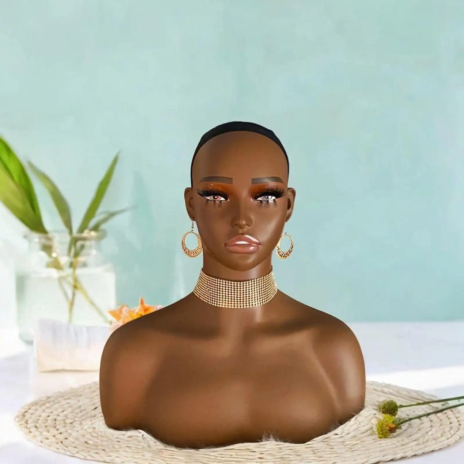 Female Mannequin Head Manikin Head Bust with Makeup Display Prop Wig Display Stand Hat Display Stand for Jewelry Wig Necklace
Female Mannequin Head Manikin Head Bust with Makeup Display Prop Wig Display Stand Hat Display Stand for Jewelry Wig Necklace
