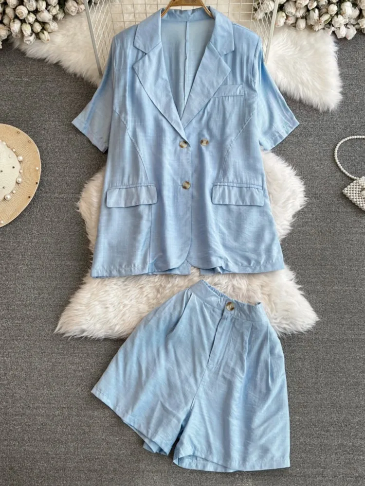 Spring Summer Korean Fashion Women Blazer Shorts Suit Vintage Casual Elegant Jackets Pants Two Pieces Set Female Clothes New
Spring Summer Korean Fashion Women Blazer Shorts Suit Vintage Casual Elegant Jackets Pants Two Pieces Set Female Clothes New