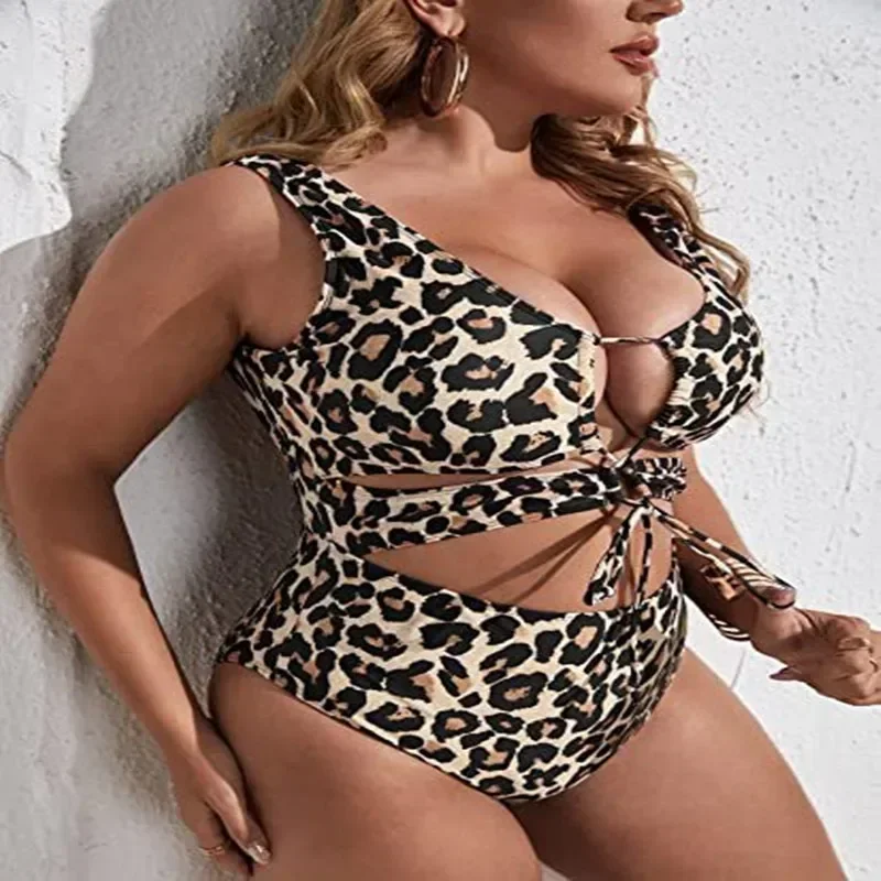 Sexy Leopard Bikini Print Plus Size Swimwear One Piece Swimsuit Women Bandage Hollow Out Thong Monokini Female Bathing Suit 4XL
Sexy Leopard Bikini Print Plus Size Swimwear One Piece Swimsuit Women Bandage Hollow Out Thong Monokini Female Bathing Suit 4XL