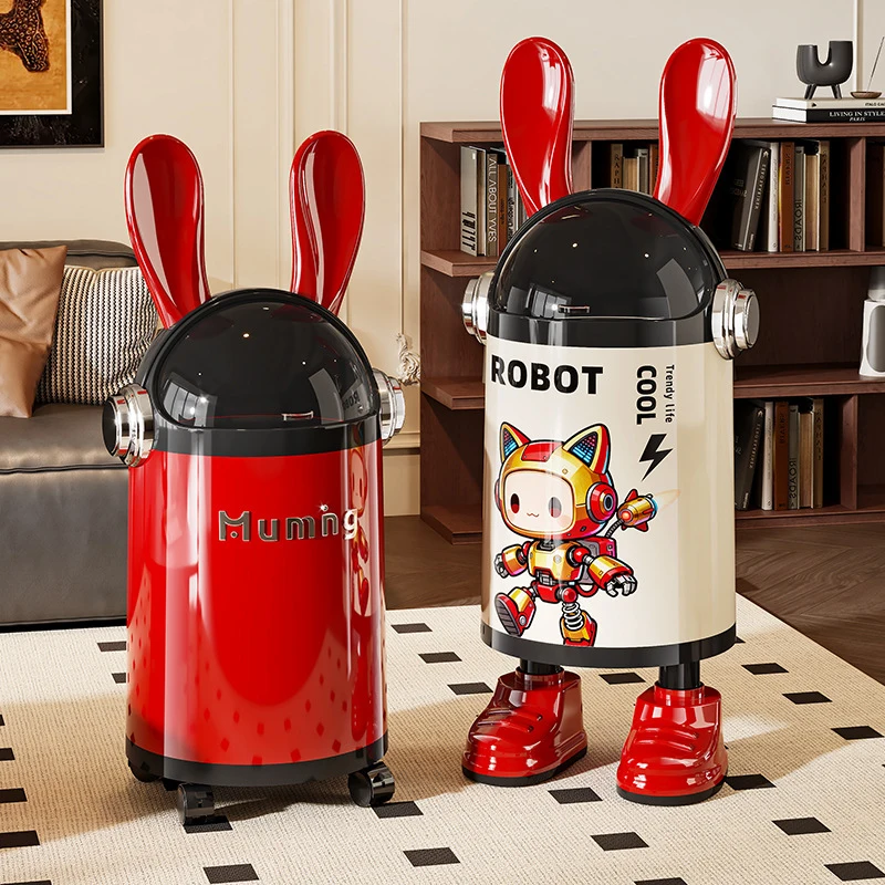 Rabbit ear trash can for home use, creative cartoon wastebasket for living room, luxurious and stylish with wheels and flip lid
Rabbit ear trash can for home use, creative cartoon wastebasket for living room, luxurious and stylish with wheels and flip lid