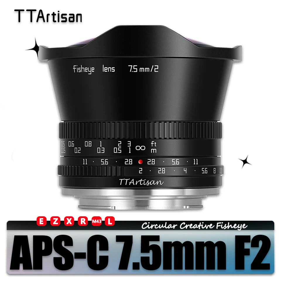 TTArtisan APS-C 7.5mm F2 Fisheye Portrait Photography Mirrorless Camera Lens for Canon M50 Leica T Sigma FP Fuji XS10 Sony A7
TTArtisan APS-C 7.5mm F2 Fisheye Portrait Photography Mirrorless Camera Lens for Canon M50 Leica T Sigma FP Fuji XS10 Sony A7