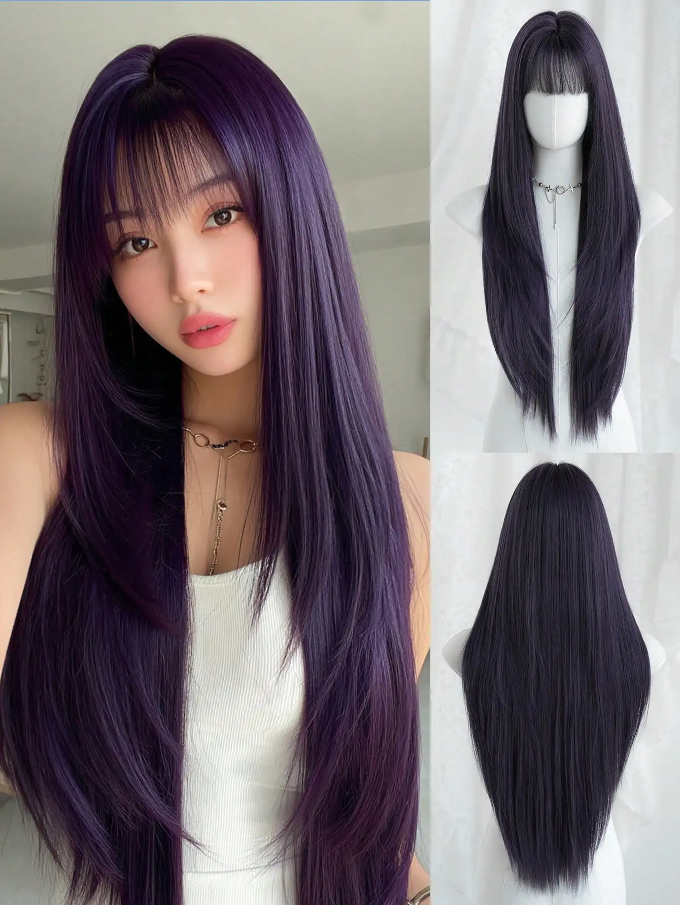 Pink Long Layered Straight Wigs For Women - Elegant Wig With Bangs- Dark Roots, Natural Looking Fluffy Very Soft Synthet
Pink Long Layered Straight Wigs For Women - Elegant Wig With Bangs- Dark Roots, Natural Looking Fluffy Very Soft Synthet