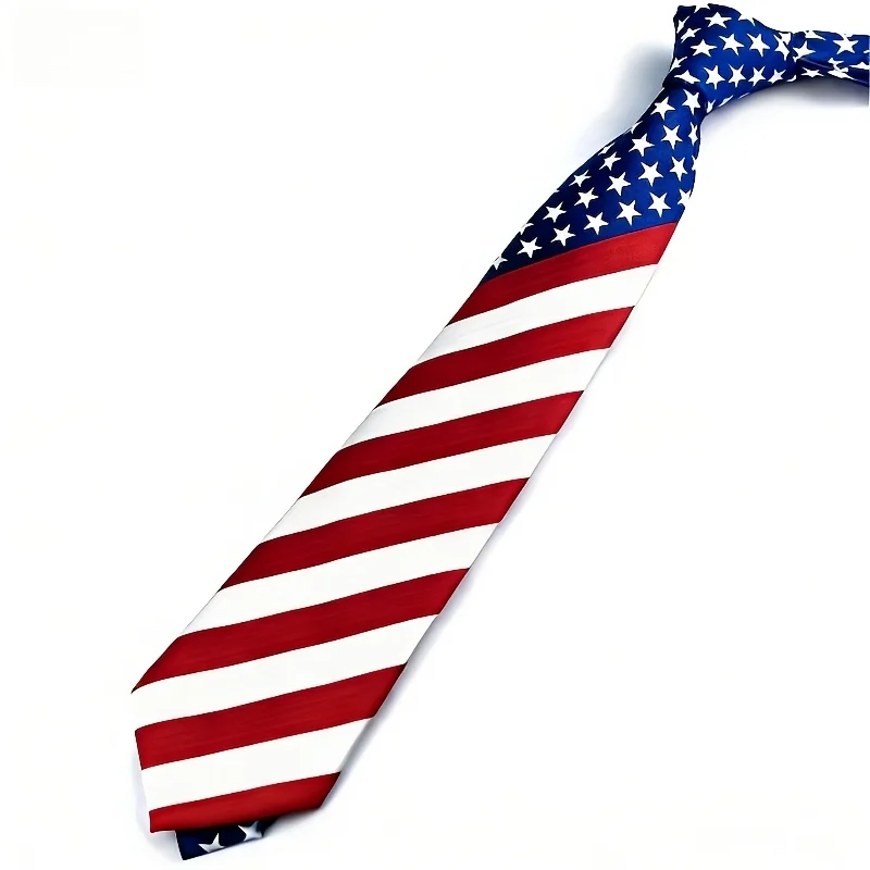 One men's flag star stripe red-white-blue collar tie with striped collar. An ideal gift choice for the National Day.
One men's flag star stripe red-white-blue collar tie with striped collar. An ideal gift choice for the National Day.