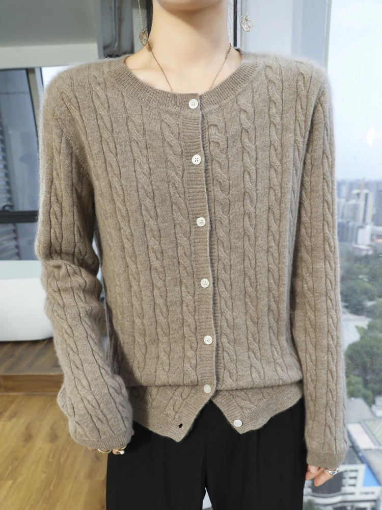  2024 Autumn Winter Women O-neck Knit Cardigan Long Sleeve Cashmere Sweater 70% Merino Wool 30% Cashmre Knitwear Female Tops
2024 Autumn Winter Women O-neck Knit Cardigan Long Sleeve Cashmere Sweater 70% Merino Wool 30% Cashmre Knitwear Female Tops