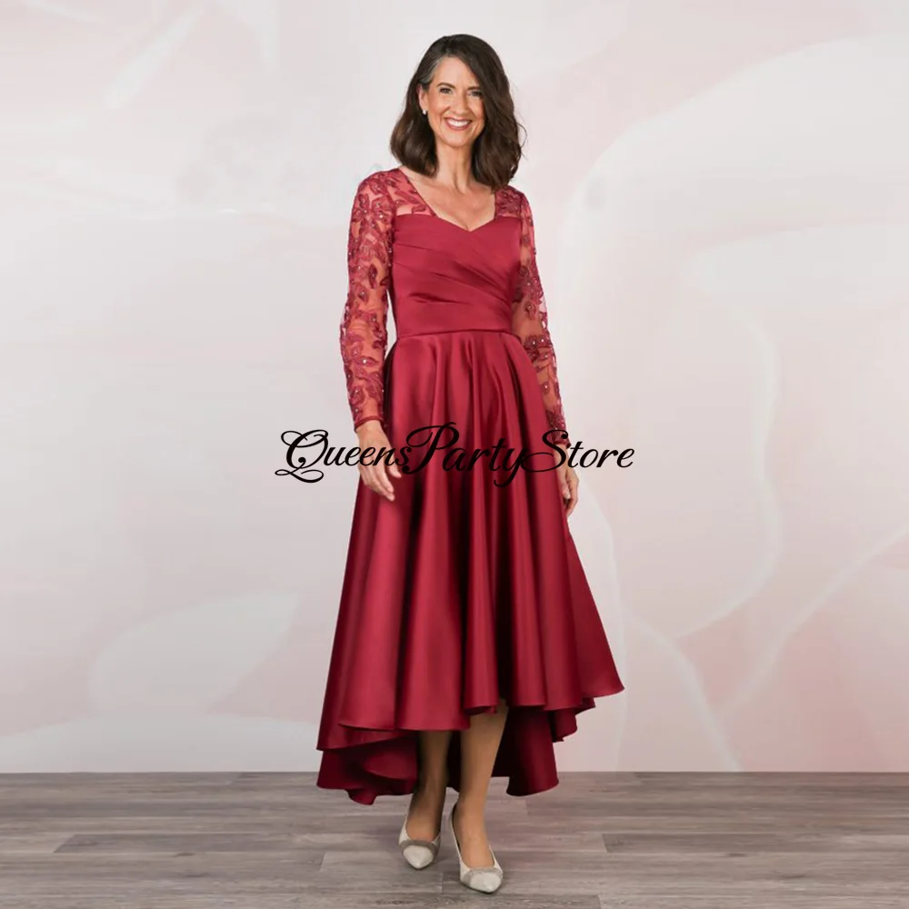 Fashion Burgundy Mother Wedding Guest Gown Long Sleeves Sequin Applique A Line Party Dresses Women Of The Bride Dress
Fashion Burgundy Mother Wedding Guest Gown Long Sleeves Sequin Applique A Line Party Dresses Women Of The Bride Dress