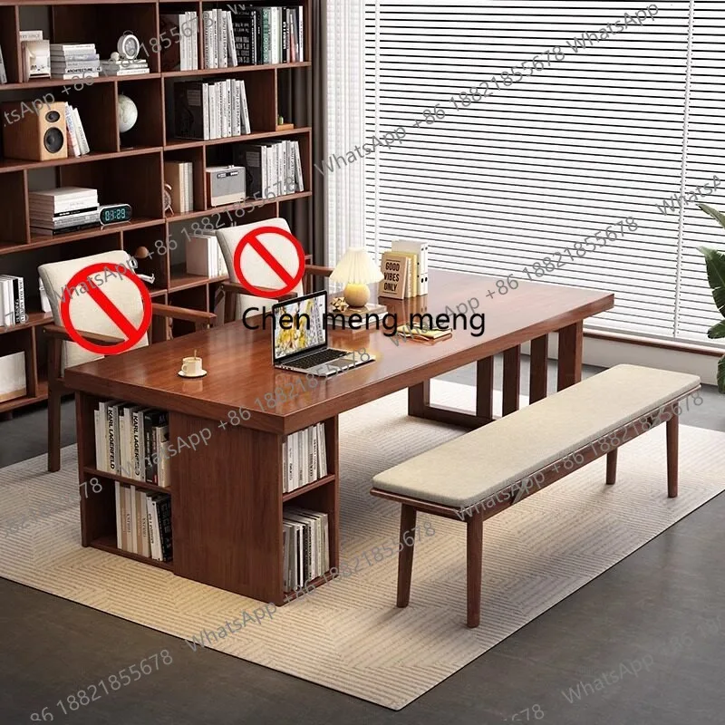 All solid wood large board desk, home bookcase integrated desk, living room modern simple writing table
All solid wood large board desk, home bookcase integrated desk, living room modern simple writing table