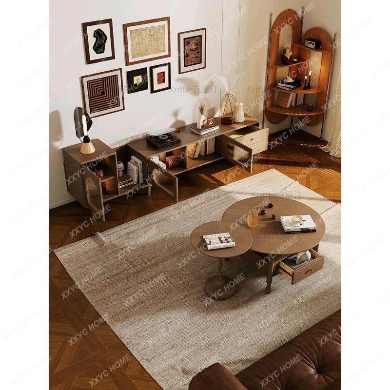 Q Medieval living room home retro solid wood storage TV cabinet coffee table combination
Q Medieval living room home retro solid wood storage TV cabinet coffee table combination