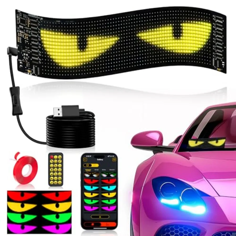 LED Car Sign, Devil Eyes Light for Windshield Ojos Led Para Carro Programmable Scrolling Animated Sign for Car, Custom Flexible
LED Car Sign, Devil Eyes Light for Windshield Ojos Led Para Carro Programmable Scrolling Animated Sign for Car, Custom Flexible