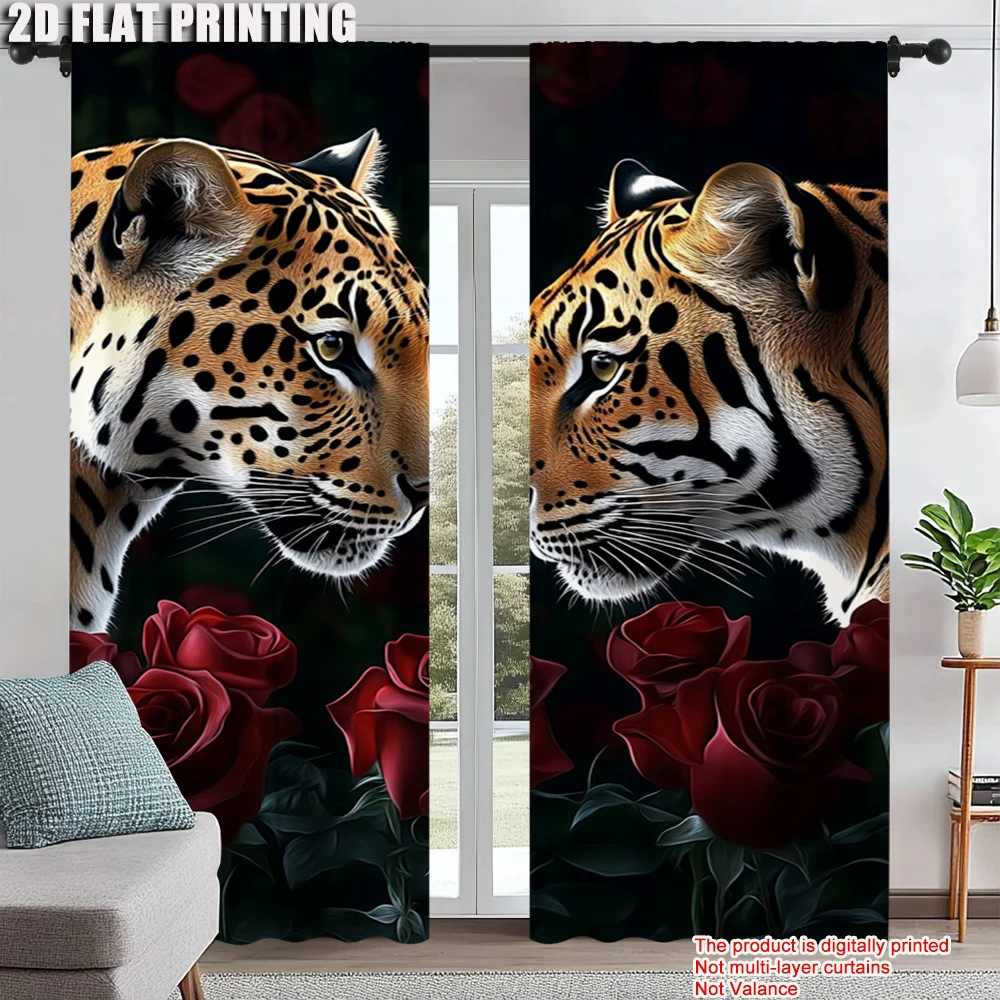 2Pcs Romantic Red Floral Print Leopard Rose Window Curtains Safari Wild Animal Window Drapes For Bedroom Kitchen Office Study
2Pcs Romantic Red Floral Print Leopard Rose Window Curtains Safari Wild Animal Window Drapes For Bedroom Kitchen Office Study